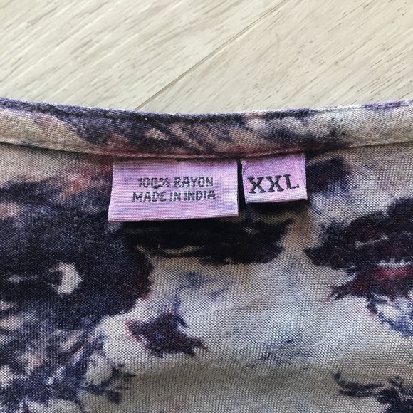 Tie Dyed Embroidered Tunic Long Line 3/4 sleeve boho hippie festival 2XL - Picture 2 of 9